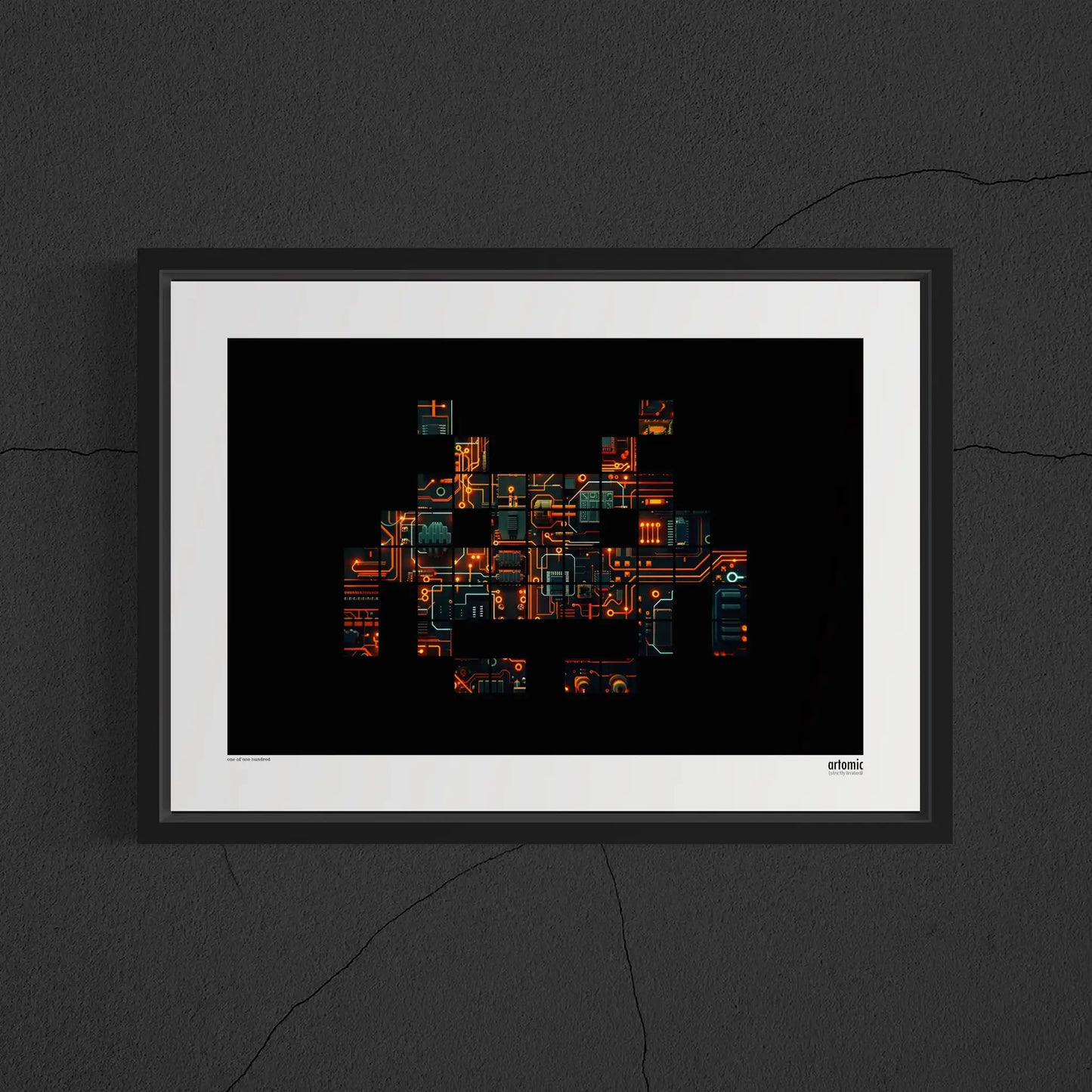 Space Invaders based giclee art print - Your Space Invaded 1 circuit board close up.